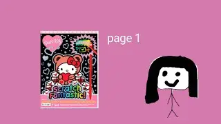 coloring the Valentines day Hello Kitty scratch art page 1