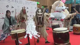 美人を加えた音打屋！　なまはげ太鼓　in秋田駅　2025　Namahage