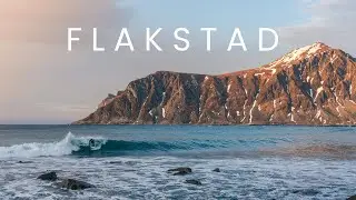 Surfing in the Arctic. Flaskstad, Lofoten.