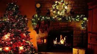 Christmas Music with fireplace and beautiful background