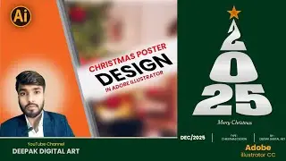 Modern Christmas Poster Design in Illustrator | Easy & Creative 🎄