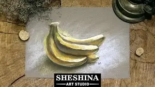 How to draw bananas with soft pastels 🎨 Fruits