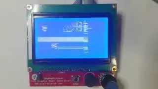 Reprap Discount Full Graphics Smart Controller shows garbled text.