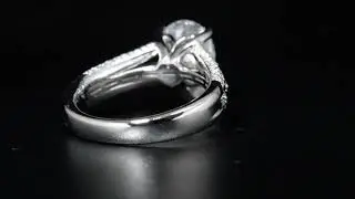Pear Cut, Baguette and Round Cut Pave Diamond Split Shank Engagement Ring