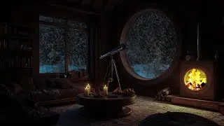 Cozy Winter Cabin Living Room | Fireplace & Snowstorm Ambience for Deep Sleep