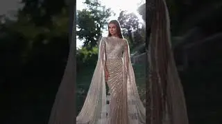 LG629 Luxurious cape sleeve Pageant gowns (4 Colors )