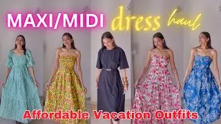 Maxi Dress Haul 💫 Affordable & Modest #amazon #maxidress #maxidresseshaul #sassafras #vacationoutfit
