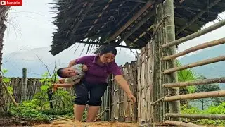 Homeless Mother & Child Build a Bamboo Gate & Fence | Inspiring Survival Story