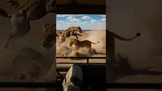 Can the lioness protect her cub from the fierce hyenas attack #wildlife #lioness #nature
