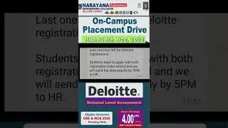 On Campus Placement Drive - Deloitte at Narayana Engineering College, Nellore on 13&14-11-2024