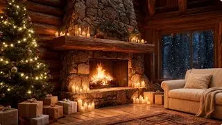 Cozy Christmas Cabin Fireplace Sounds ❄️🔥 Winter Night Ambience for Sleep, Relax & Stress Relief