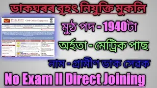 Post office job 2021//Total 1940 post//No Exam//Direct Selection //10pass Candidate can Apply🔥