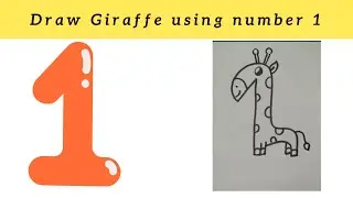 How to draw Giraffe using number 1|Number drawing easy step by step