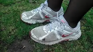 139 white sneakers run over car