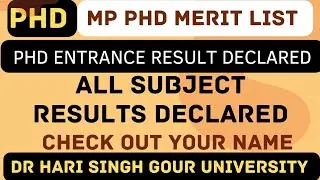 Dr harisingh Gour University Sagar University PhD results। phd result declared। #sagar #phd #result