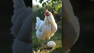 Таинственная белая курица и ее загадочное белое яйцо #whitehen #whiteegg