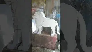 lion making Thermocol sculpture