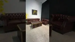 Chesterfield Leather Sofa Set Showcase | 3-Seater + Armchair | Trunk Coffee Table