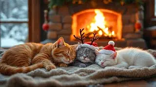 Soft Purring by the Winter Hearth &ndash; Calm Cat Sleep Ambience with Light Jazz Tones