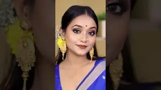 Bengali Traditional Makeup Look 💙🌼 #shorts #makeuptutorial #viral