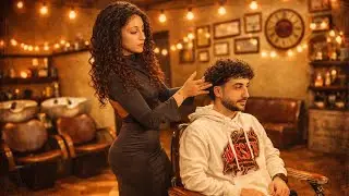 ASMR 💈 IRIS LADY BARBER &ldquo;CURLY HAIR&rdquo; 