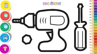 🪛Drawing And Coloring a Drill, Screwdriver | Easy Step By Step
