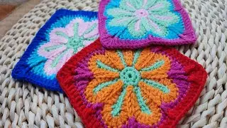 Crochet Granny Square Flower Motif/Cum crosetam Patratul Bunicii