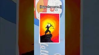 🏹 Lord Rama Silhouette Painting 🌅 | Easy Oil Pastel Sunset Art