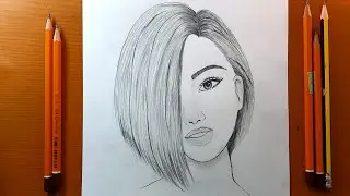 Disegni facili | Una ragazza con bei capelli - schizzo a matita (passo dopo passo)