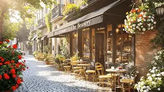Positive Morning Jazz Garden ☕🌸 Tranquil Jazz Music at Warm Summer Coffee Shop Ambience for Relax