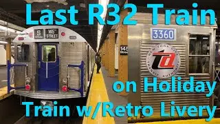 8-Car R32 Train on the D/F Line NYC Subway Holiday Special with Pre-GOH Livery & WABCO AA-2 Horn