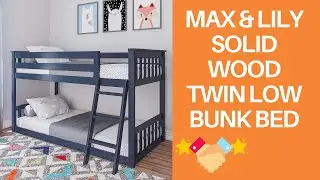Max & Lily Solid Wood Twin Low Bunk Bed - Blue Overview