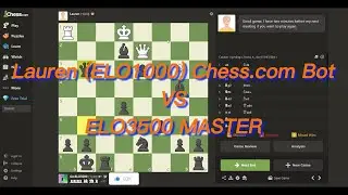 Lauren (ELO1000) Chess.com Bot Versus ELO3500 Master