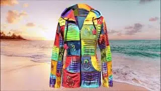 Shopoholic Fashion Slashed Patchwork Hippie Hoodie Jacket for Women, Tie Dye Lightweight Lon