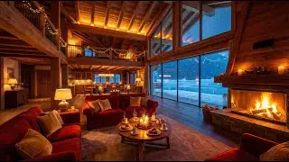 Escaping the Cold ❄️ Cozy Luxury Cabin Ambience & Relaxing Piano for Sleep