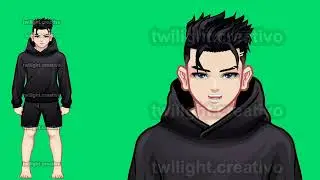 PNGtuber Model Male Hoodie Cool Men Green screen Free Download