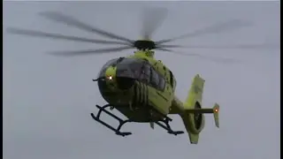 traumahelikopter PH-MAA opstijging en landing op the Hague airport.