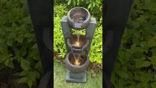 Makens 3 Tiers Rock Bowls Floor-Standing Fountains with LED lights