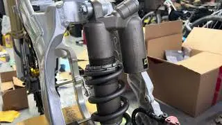 Titanium spring on a Showa rear shock body