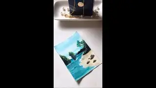 Easy Tropical Beach Painting |Easy Seascape Painting for Beginners  #shorts #youtubeshorts #artvideo