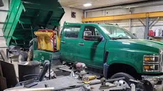 Truck with dump box and chipper walkaround