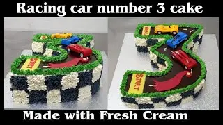 How to make a racing car number 3 cake