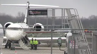 Bombardier Global Express Marshaled At Signature LUK -  CAPTURED UP CLOSE BETWEEN THE TRUCKS