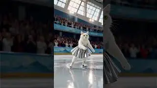 Cat Stunning Performance#CatSkater  #GraceOnIce #CinematicCat  #SilverDressCat #CuteCatShow