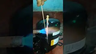 Fridge Compressor Charging Pipe Brazing 🔥 | HVAC Copper Pipe Brazing | #hvac #brazing #shots