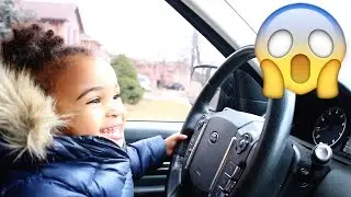 BABY DRIVING PARENTS CAR TO GROCERY STORE