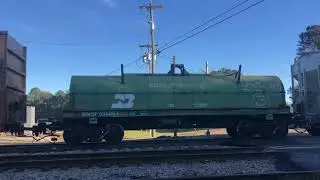 CSX 3008 switching cars in Maxwell Yard with a BN coil car 11-12-24. close call