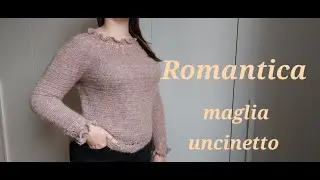 ROMANTICA maglia lavorata a uncinetto sprone rotondo top down con motivo traforato