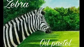 Zebra, Oil pastel painting