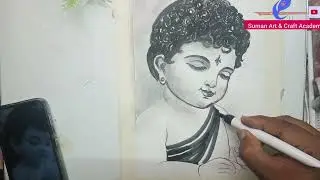 Lord Buddha Pencil Shedding Drawing # Learn With Peace Full Tutorial painting